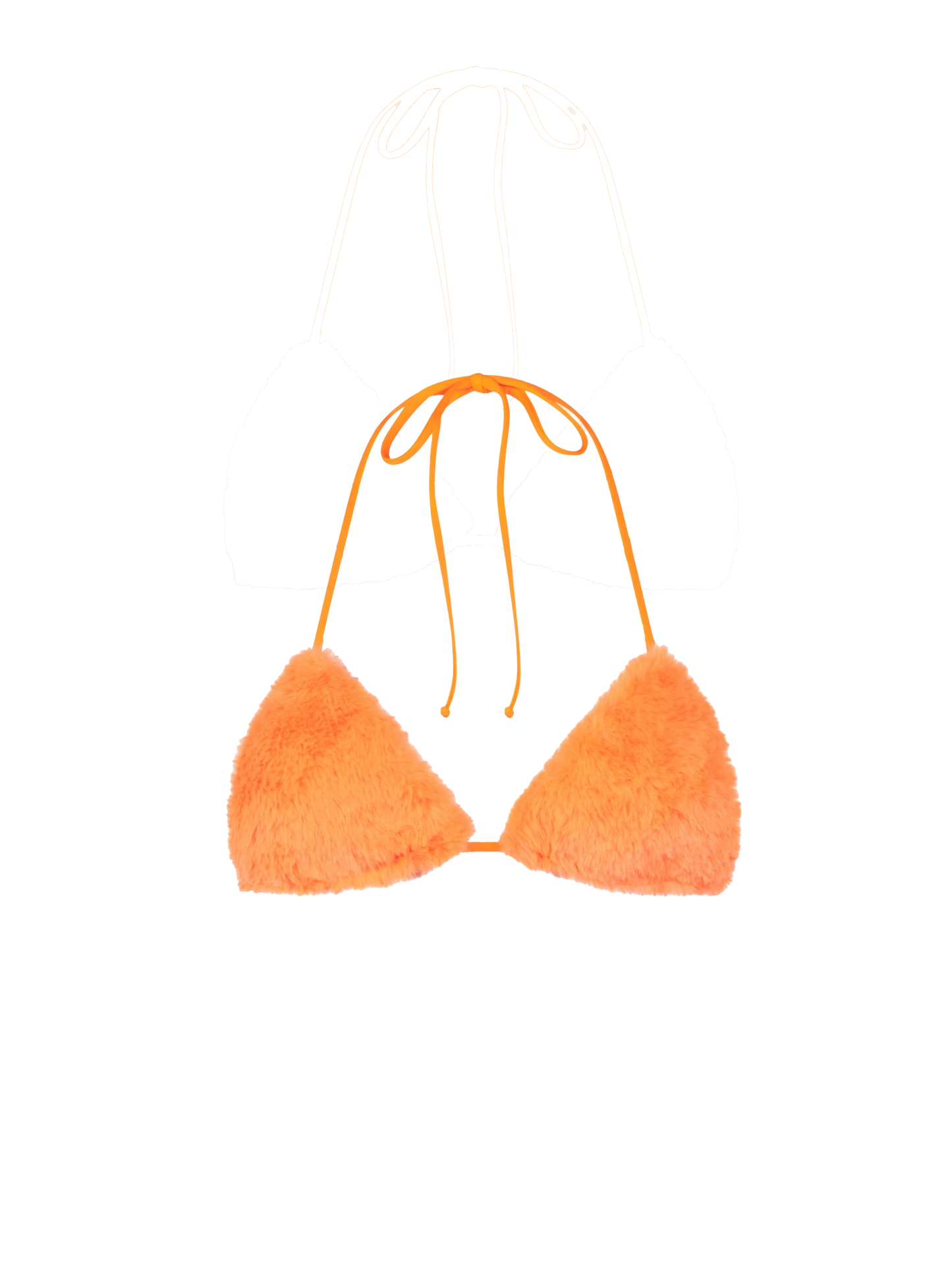 Woman orange fluo furry triangle top swimsuit