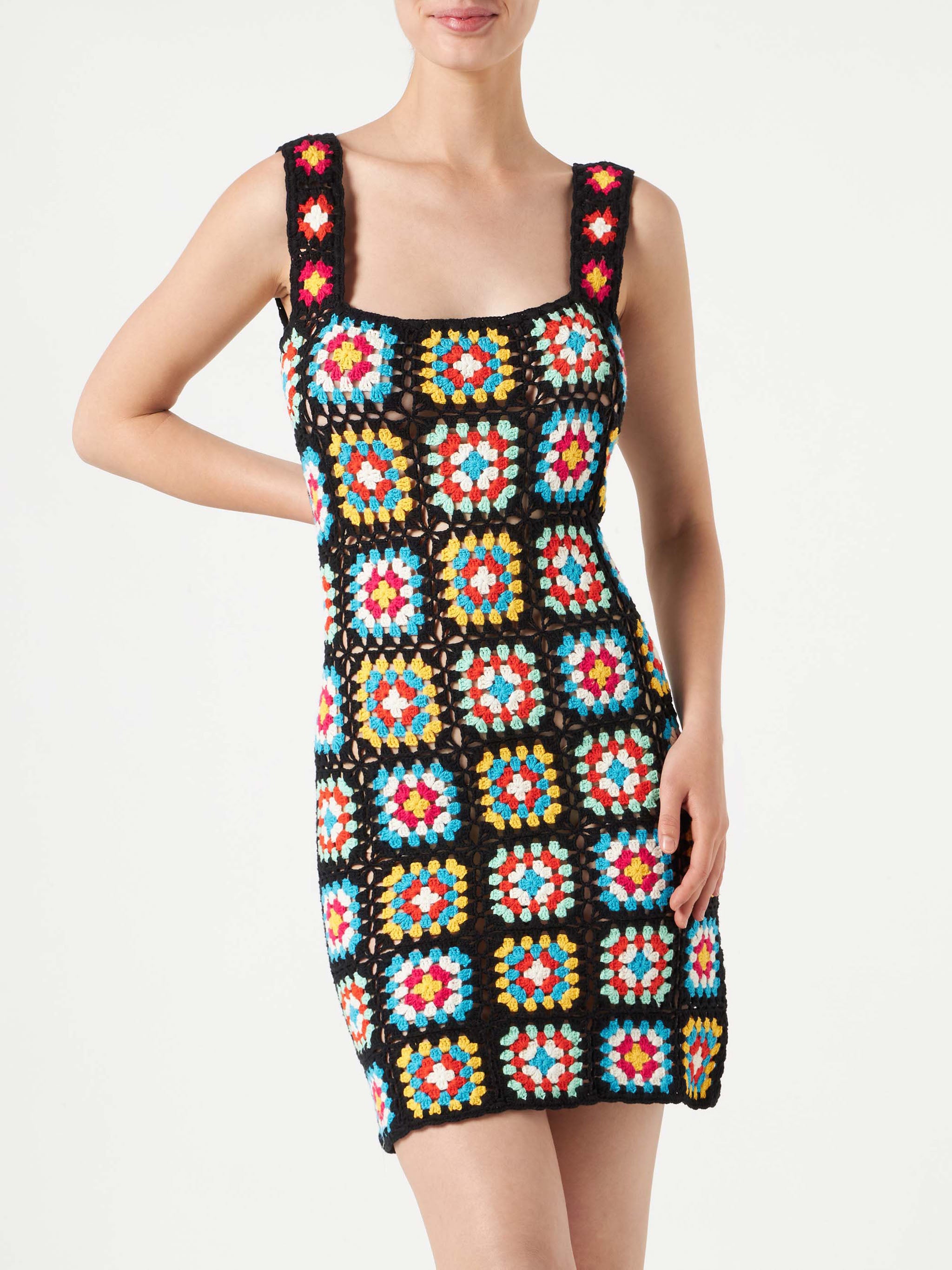 crochet square dress Kaleidoscope' Classic Granny Square Crochet Print Skater Dress Snapdragon Brand