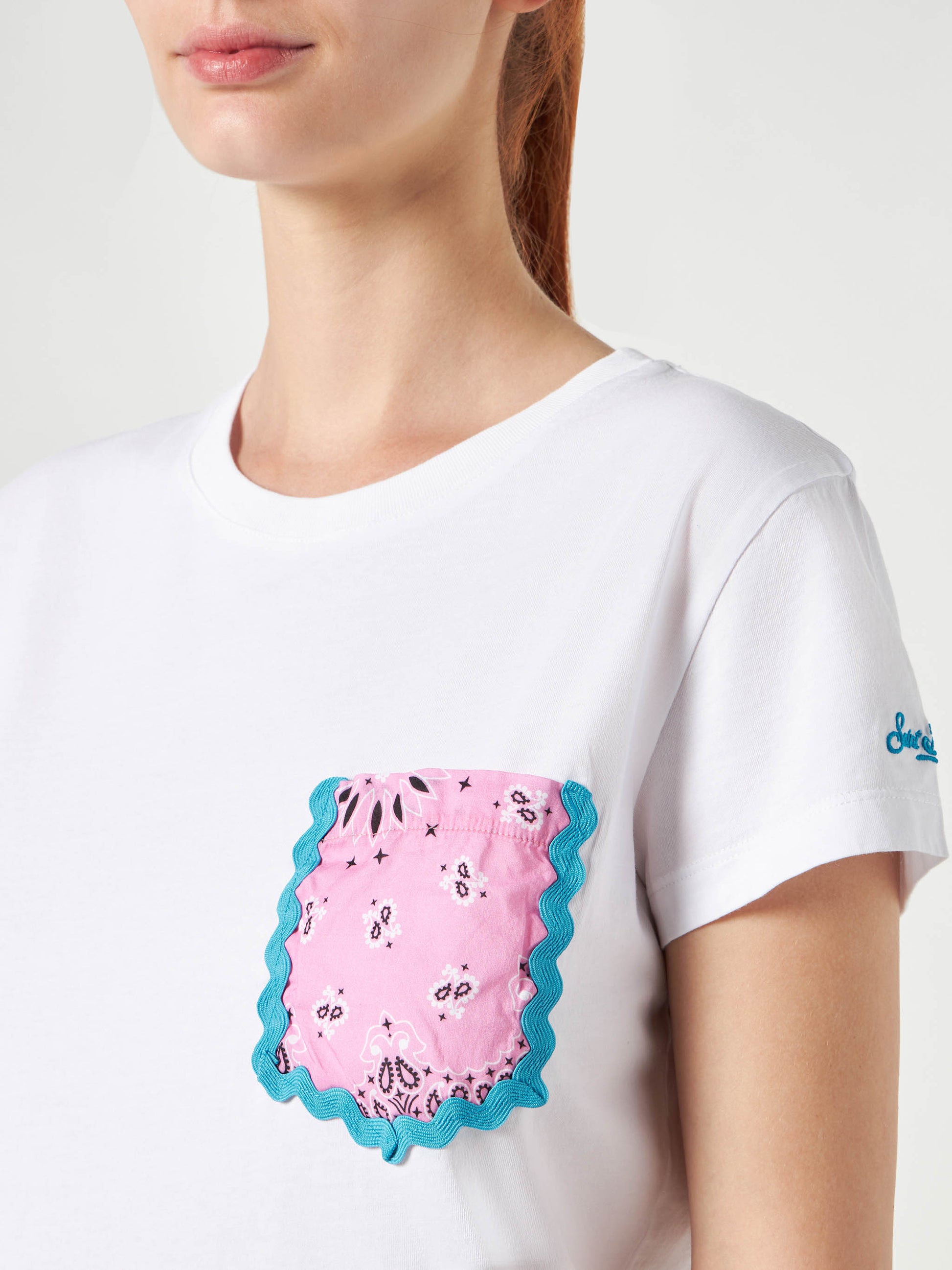 Woman cotton t-shirt with pocket - MC2 Saint Barth