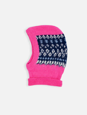 Woman ultra soft fluo pink balaclava with Icelandic pattern - MC2 Saint Barth