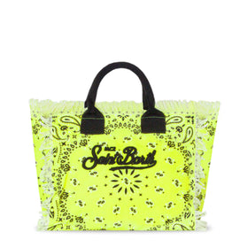 Colette cotton canvas bag with fluo yellow bandanna print - MC2 Saint Barth