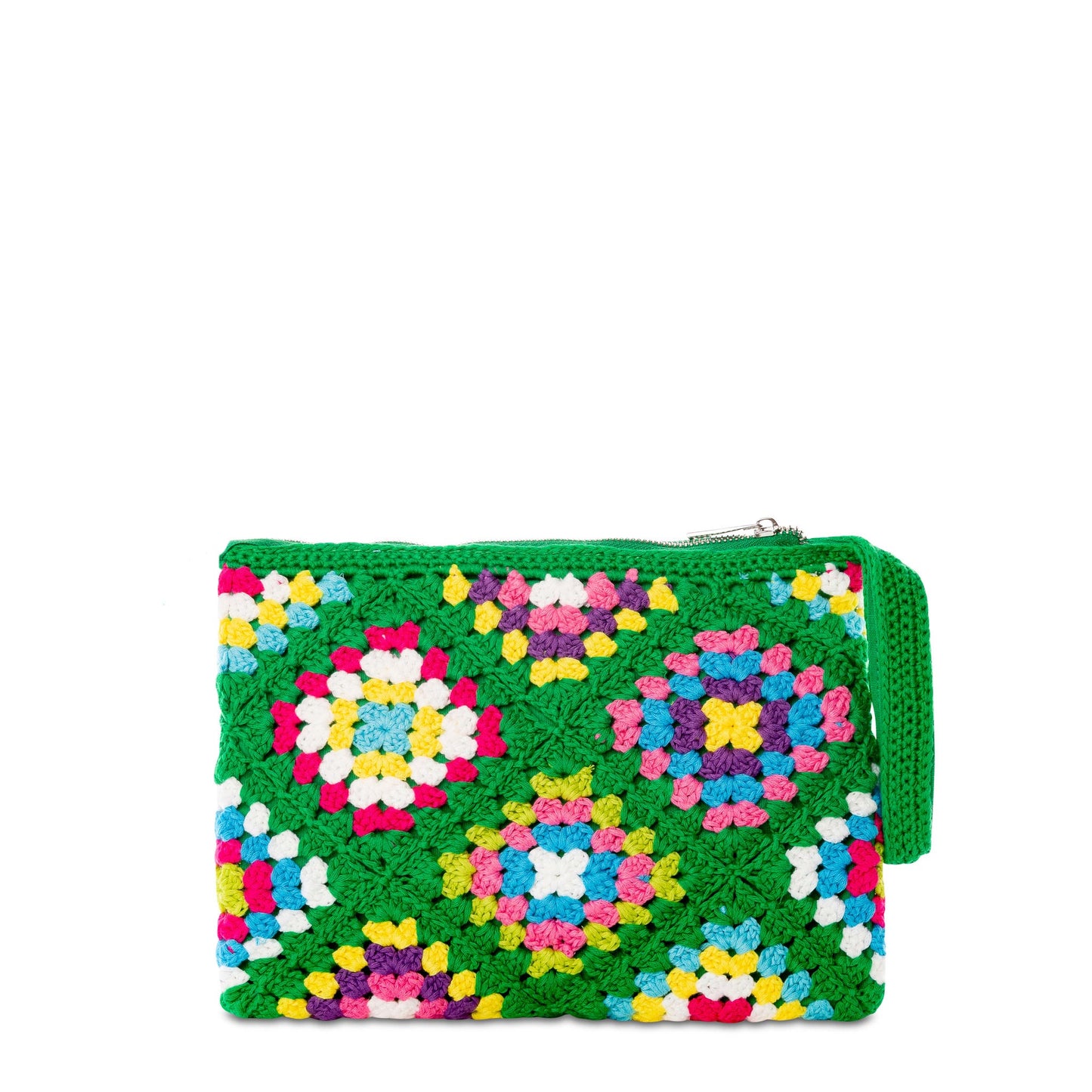 Grüne Parisienne-Häkelclutch mit Saint Barth