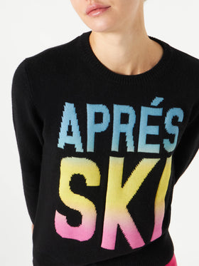 Woman black sweater Aprés Ski degrade writing - MC2 Saint Barth