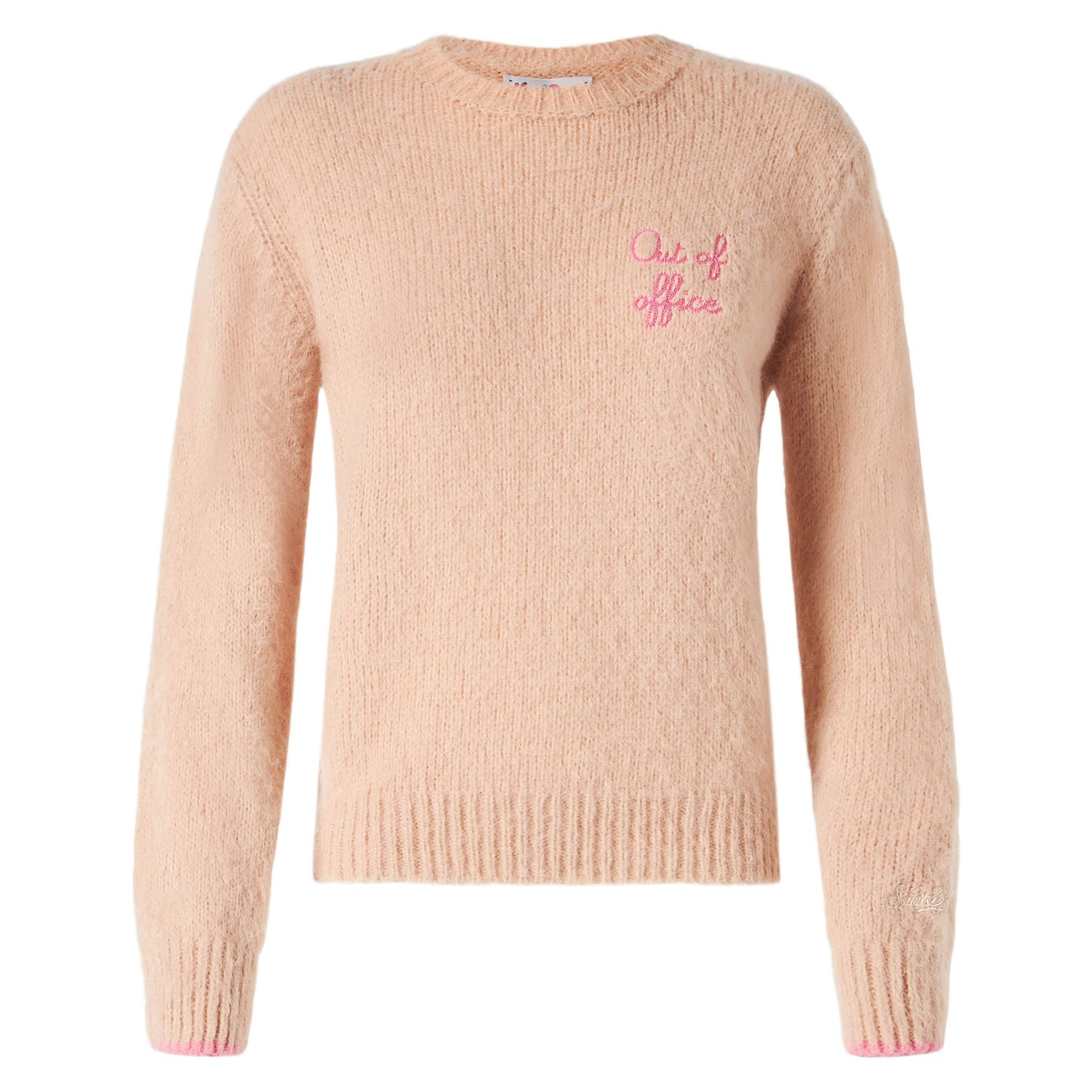 Woman beige brushed sweater with embroidery - MC2 Saint Barth