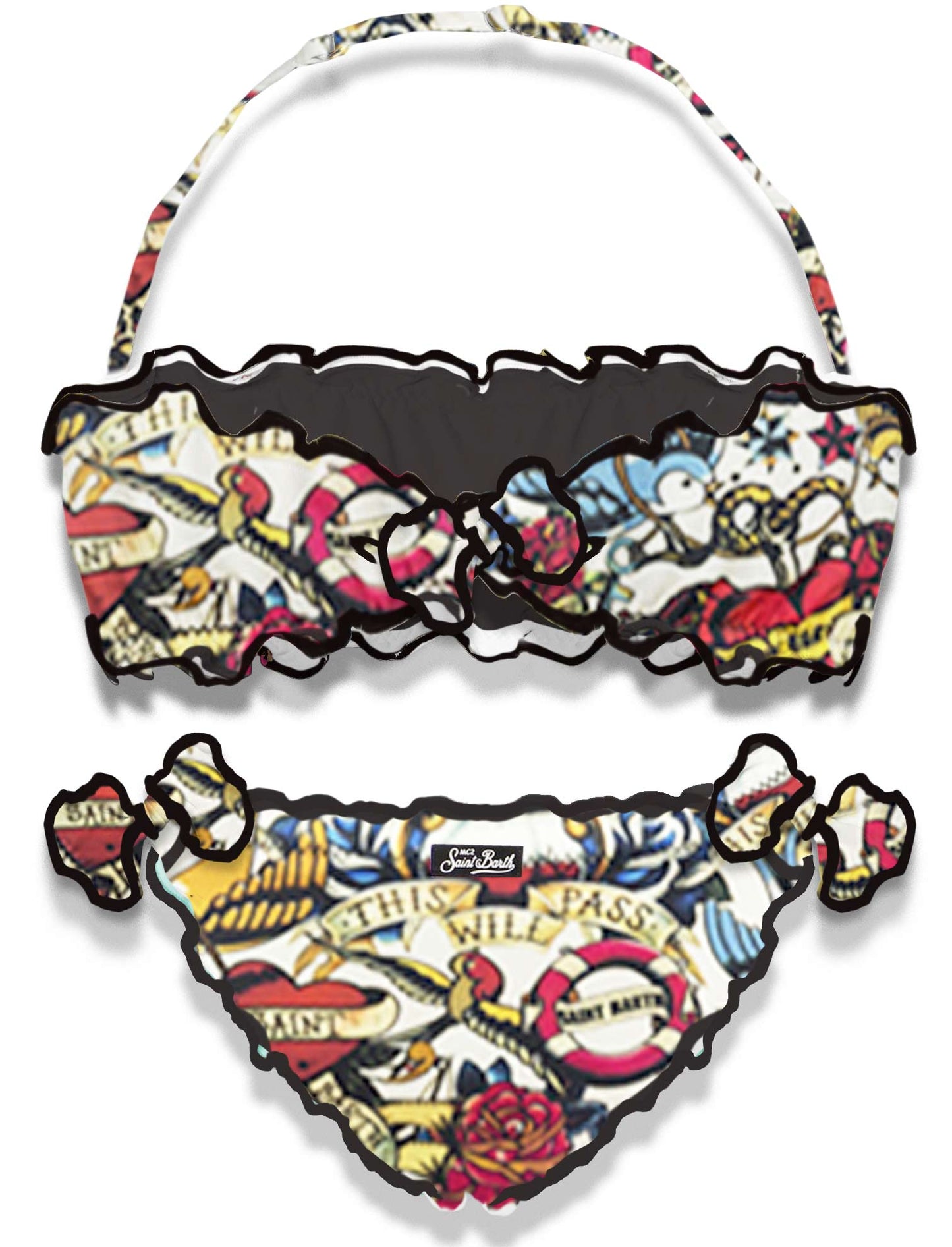 Girl bandeau bikini with tattoo print - MC2 Saint Barth