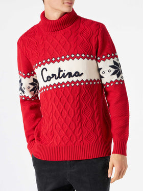 Half-turtleneck sweater with Cortina lettering - MC2 Saint Barth