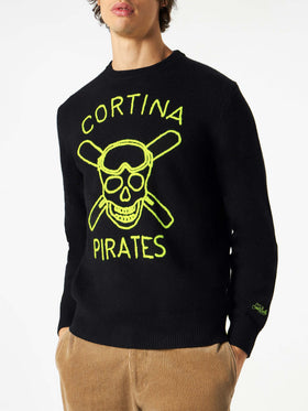 Black Man sweater Cortina Pirates fluo embroidery - MC2 Saint Barth