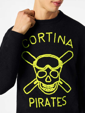 Black Man sweater Cortina Pirates fluo embroidery - MC2 Saint Barth