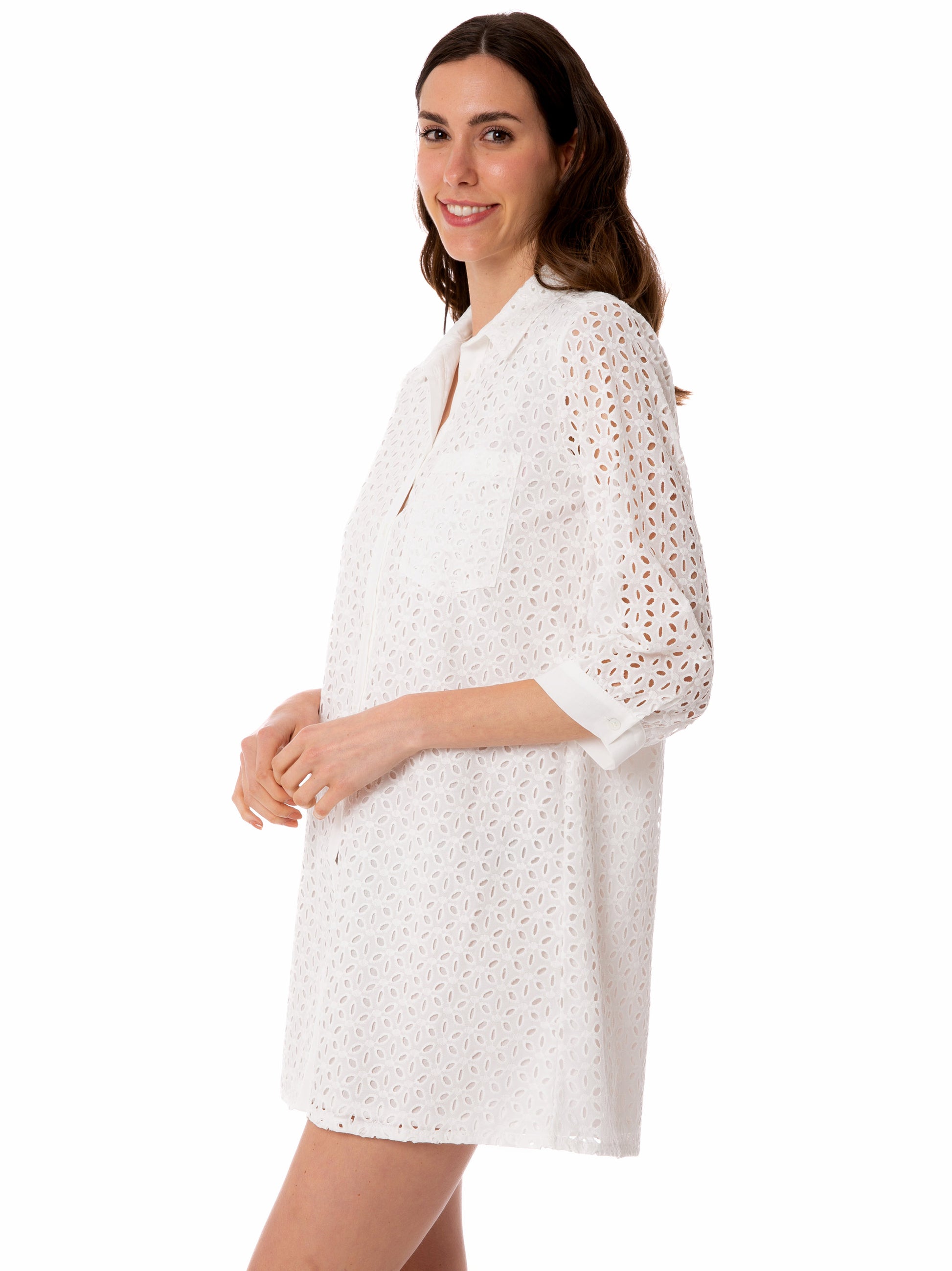 Woman white Sangallo shirt mini dress - MC2 Saint Barth