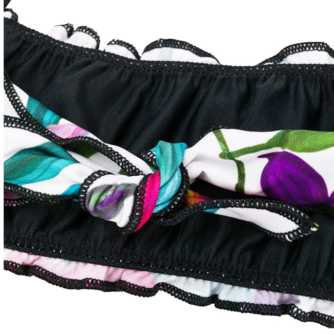 Bandeau-Bikini für Mädchen mit tropischen Blättern