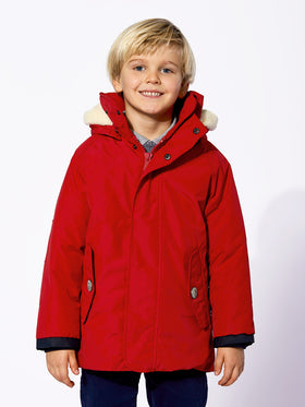 Boy hooded red parka jacket Voyager Jr - MC2 Saint Barth