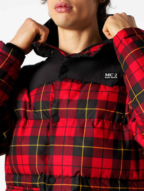 Man hooded down jacket Baxter with tartan print - MC2 Saint Barth