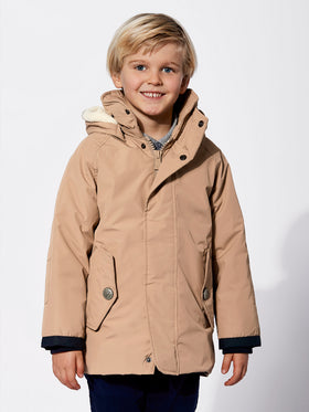 Boy hooded beige parka jacket Voyager Jr - MC2 Saint Barth