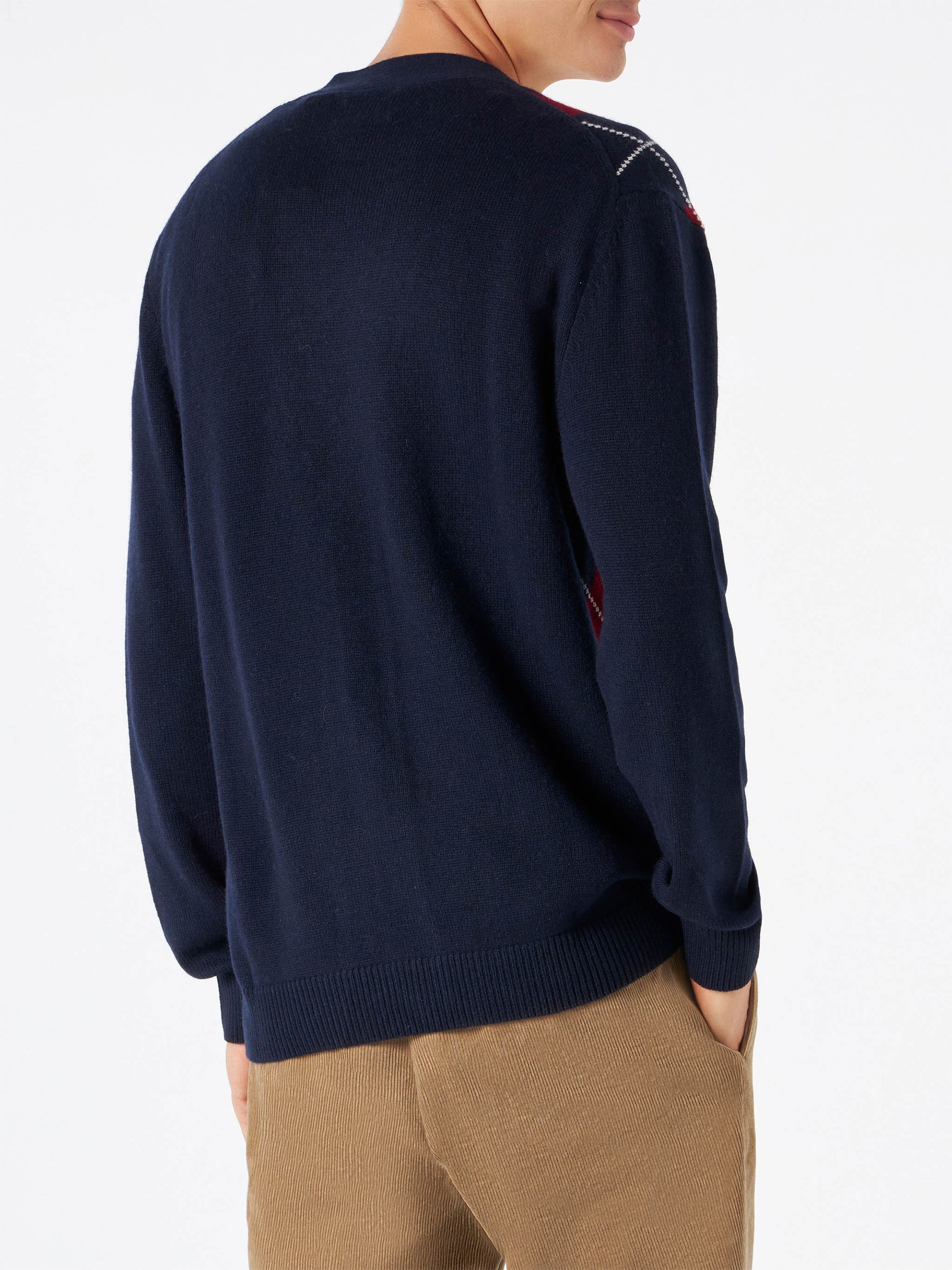 Man cashmere blend cardigan with argyle jacquard - MC2 Saint Barth