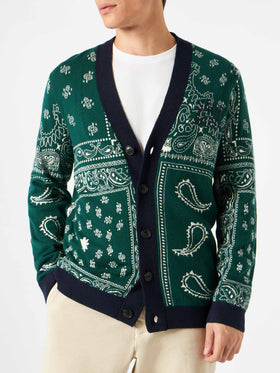 Bandanna dark green knitted cardigan with Saint Barth embroidery - MC2 Saint Barth