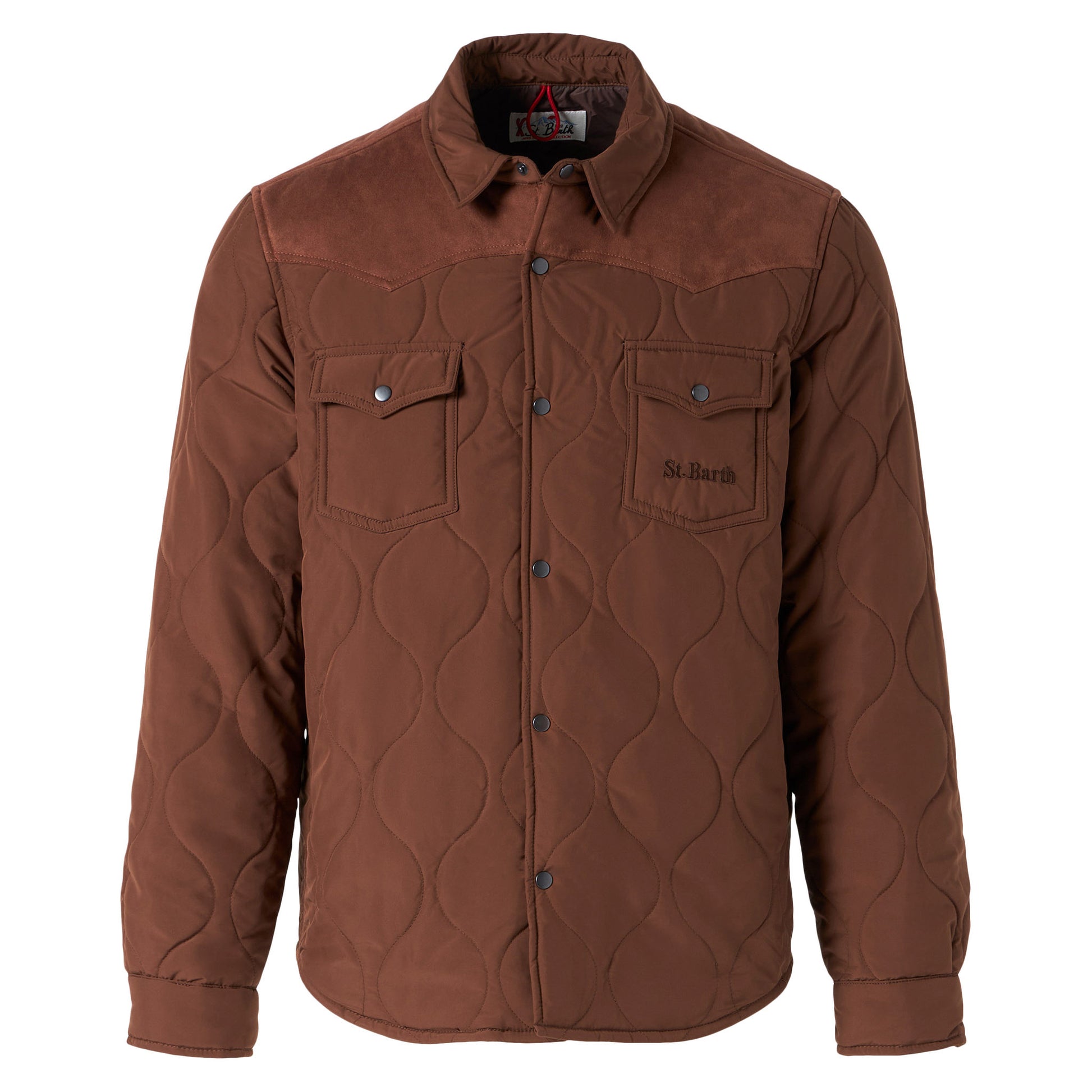 Man brown padded overshirt with patch pockets - MC2 Saint Barth