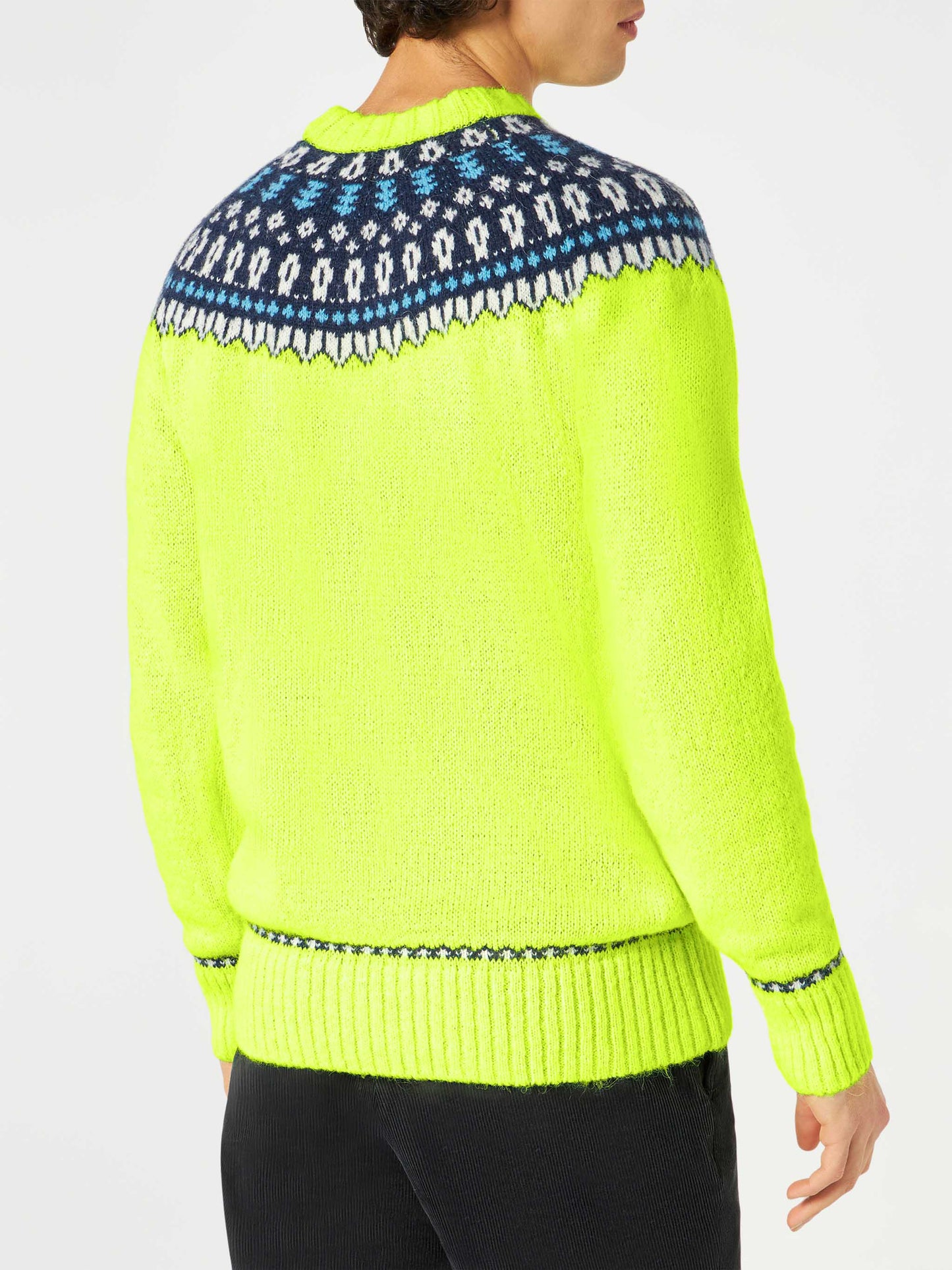 Maglione da uomo garzato con jacquard islandese