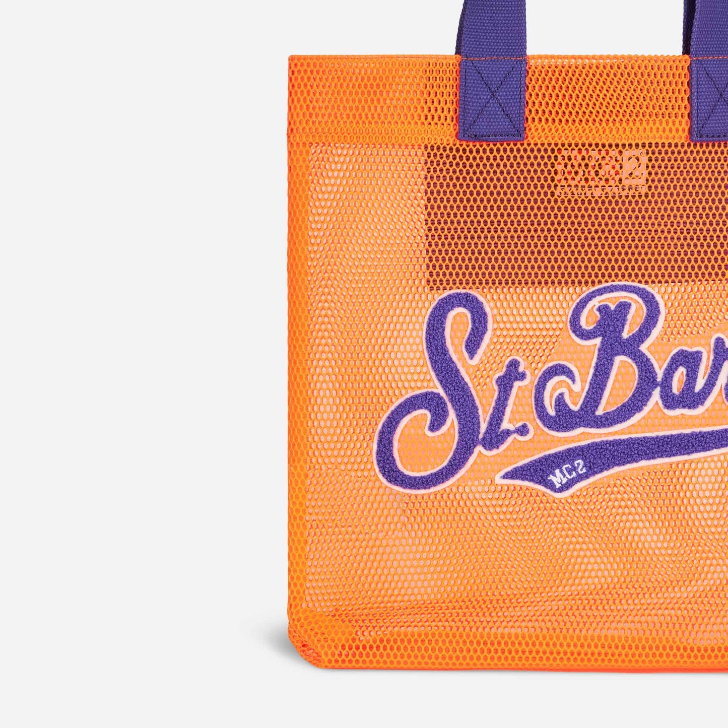 Mesh orange shopper bag with front terry embroidery - MC2 Saint Barth