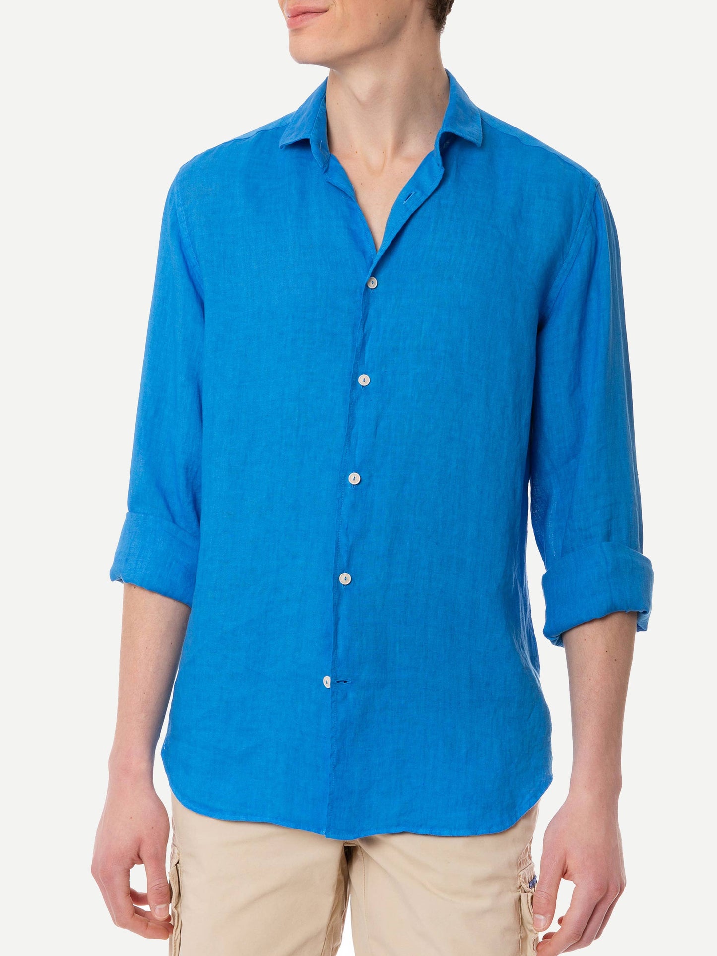 Man bluette linen Pamplona shirt - MC2 Saint Barth