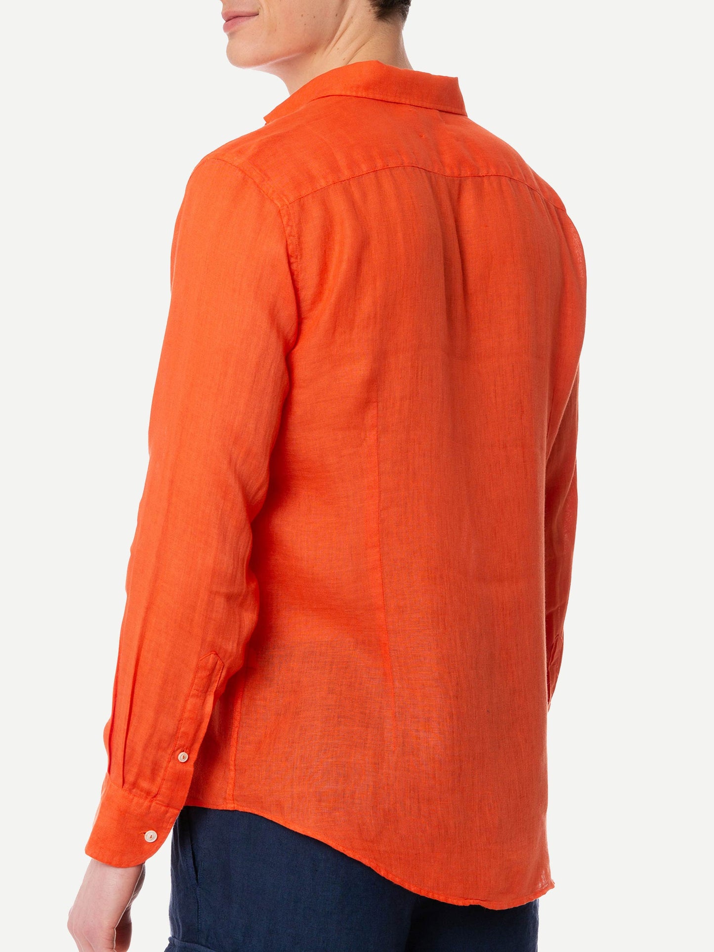 Man water color orange linen Pamplona shirt - MC2 Saint Barth