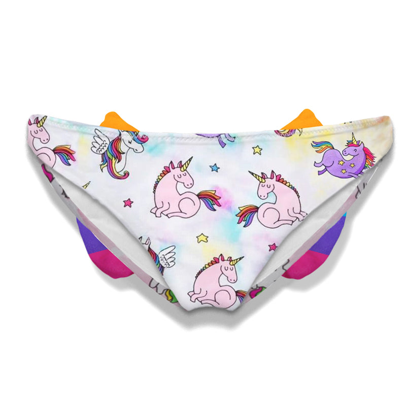 Girl unicorn printed swim briefs with bow - MC2 Saint Barth