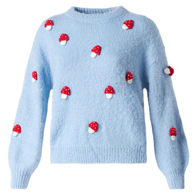 Woman brushed crewneck sweater with mushroom appliqué - MC2 Saint Barth