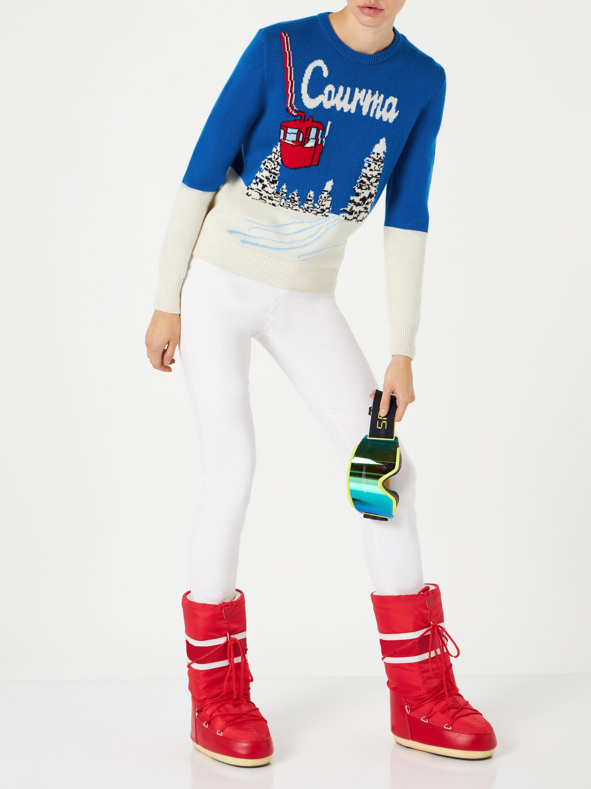 Woman sweater with Courma vintage postcard print - MC2 Saint Barth