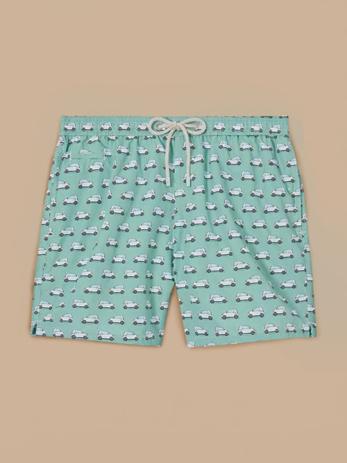 Men Mini Print Swim Shorts