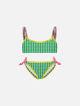 Mädchen-Top-Bikini mit Gingham-Print