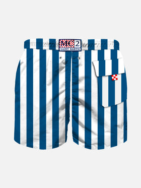 Costume da bagno da bambino a righe blu navy