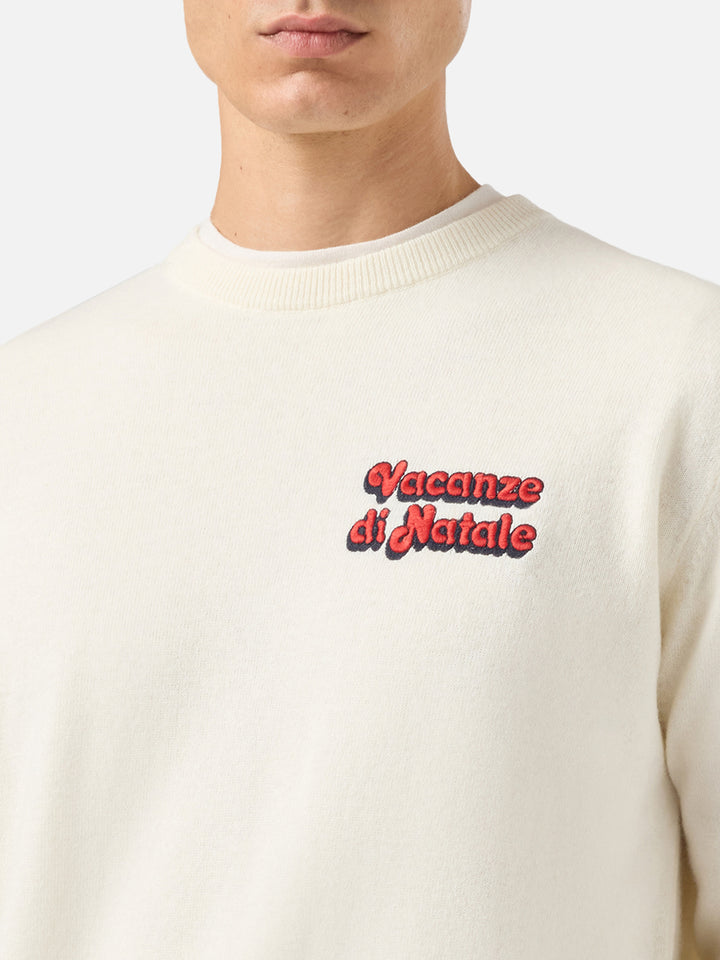 Crewneck Heron Light with Vacanze di Natale embroidery | VACANZE DI NATALE SPECIAL EDITION