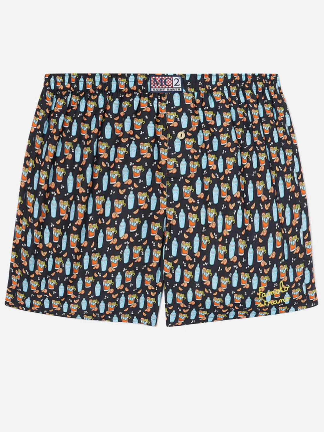 Boxer Adam nero in cotone con stampa Negroni