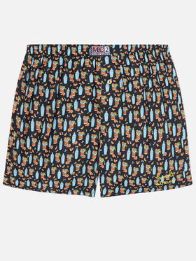 Boxer Adam nero in cotone con stampa Negroni