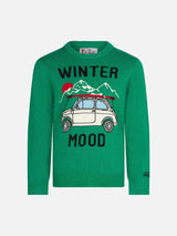 Boy crewneck sweater with mountain print