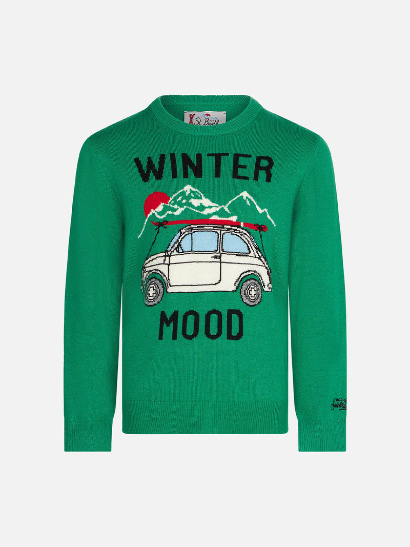 Boy crewneck sweater with mountain print