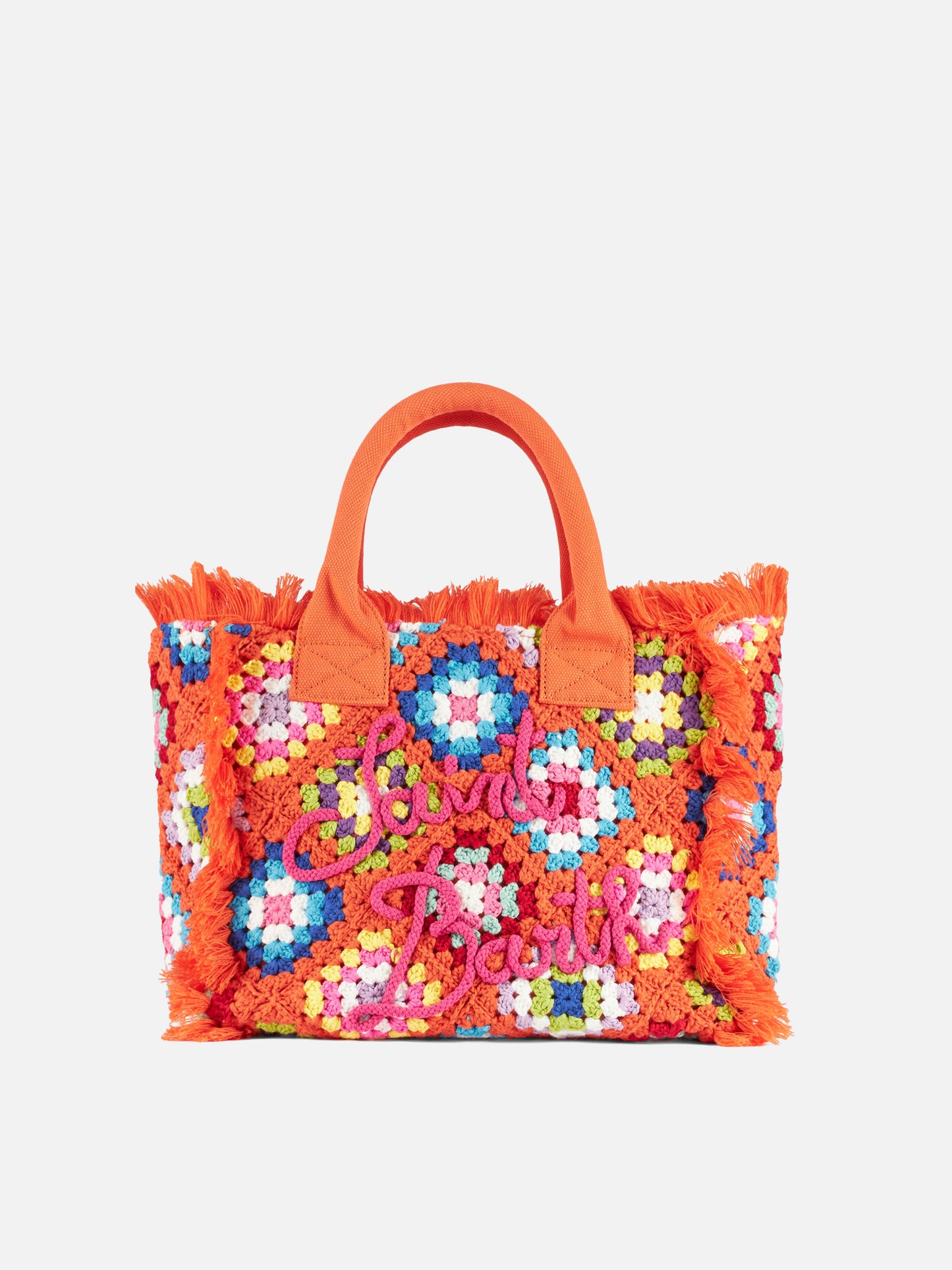 Colette crochet shoulder bag with orange tiles pattern