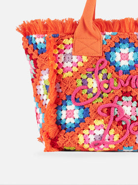 Colette crochet shoulder bag with orange tiles pattern