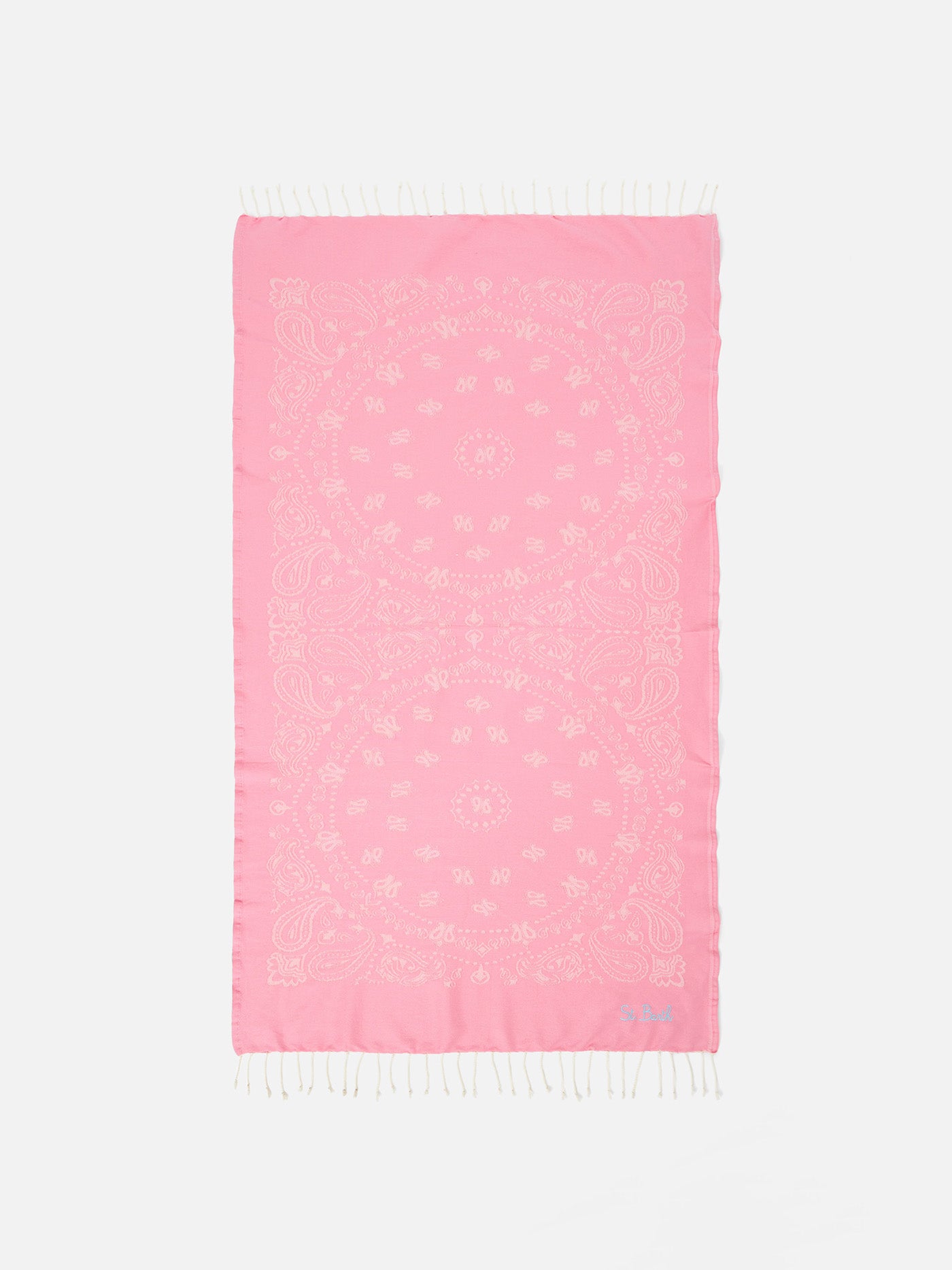 Foutas cotton Jaquard beach towel with pink bandana pattern