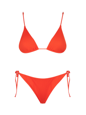 Bikini a triangolo a costine arancione