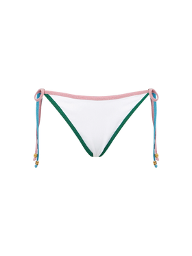Slip da bagno sgambato a costine con bordi in lurex
