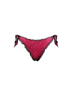Woman fluo pink ruffled cheeky swim briefs