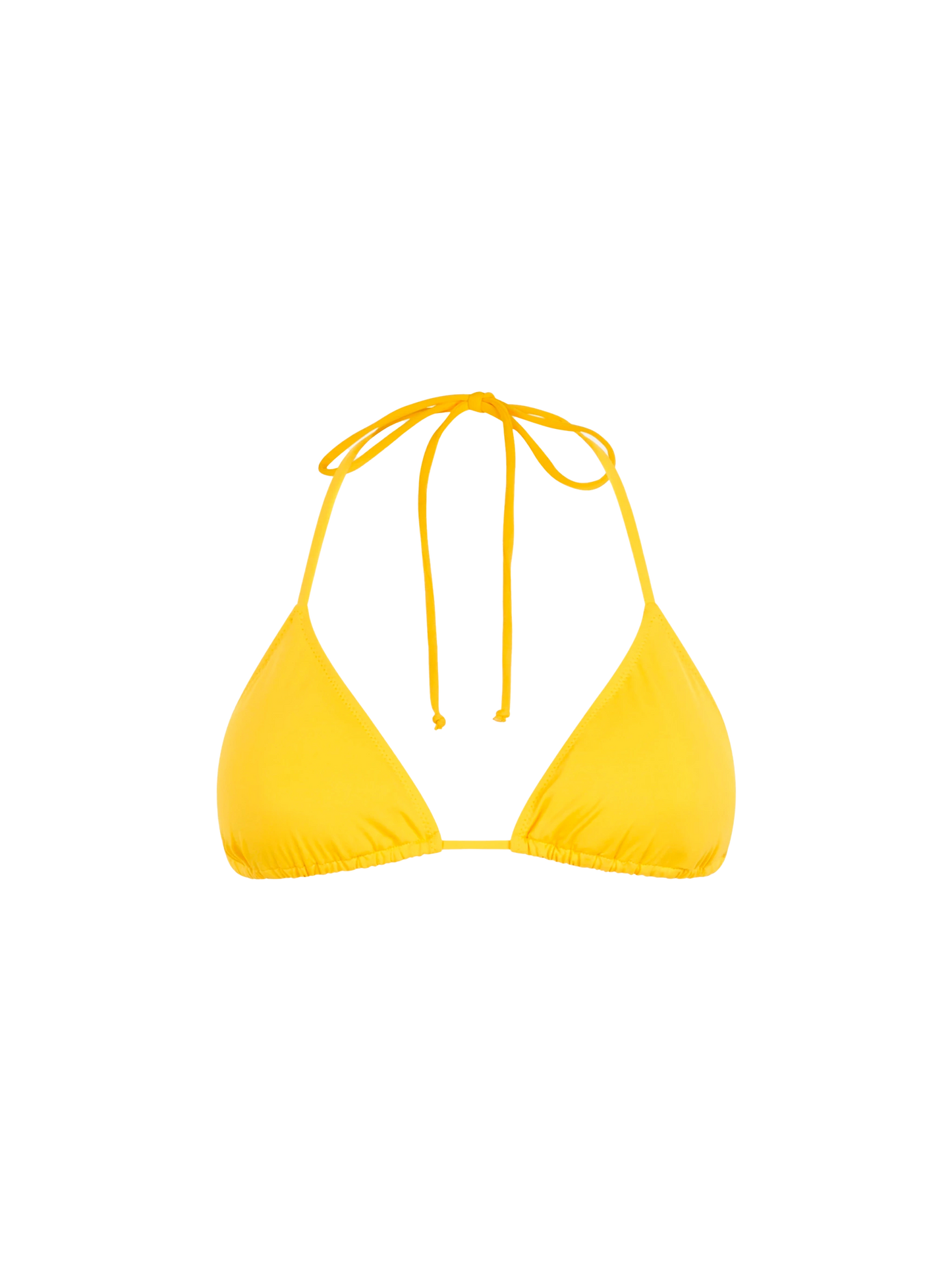 Woman yellow triangle top swimsuit