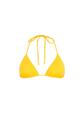Woman yellow triangle top swimsuit