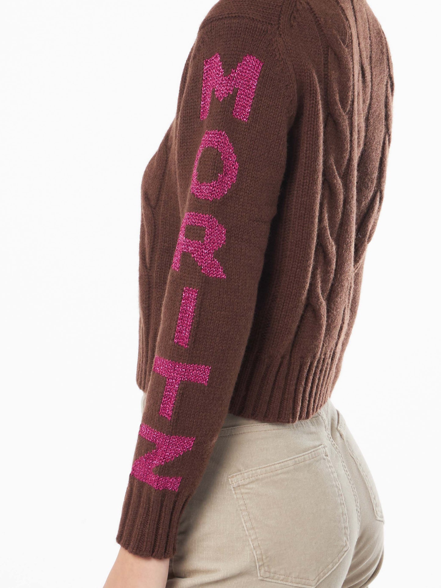 Woman turtleneck braided sweater with Saint Moritz jacquard