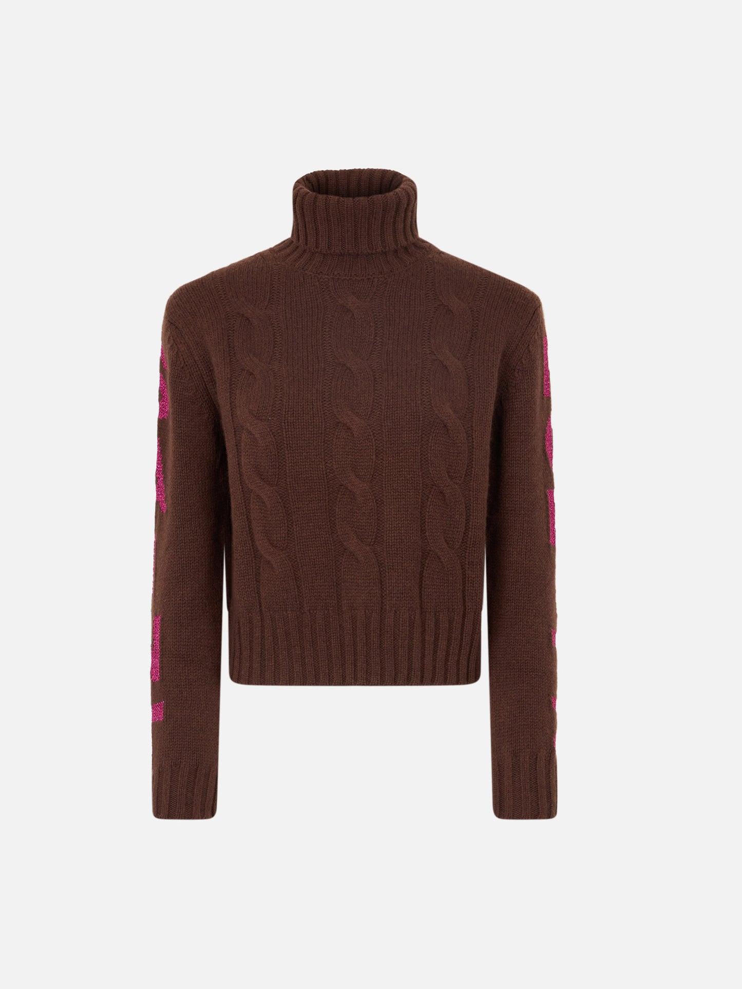Woman turtleneck braided sweater with Saint Moritz jacquard