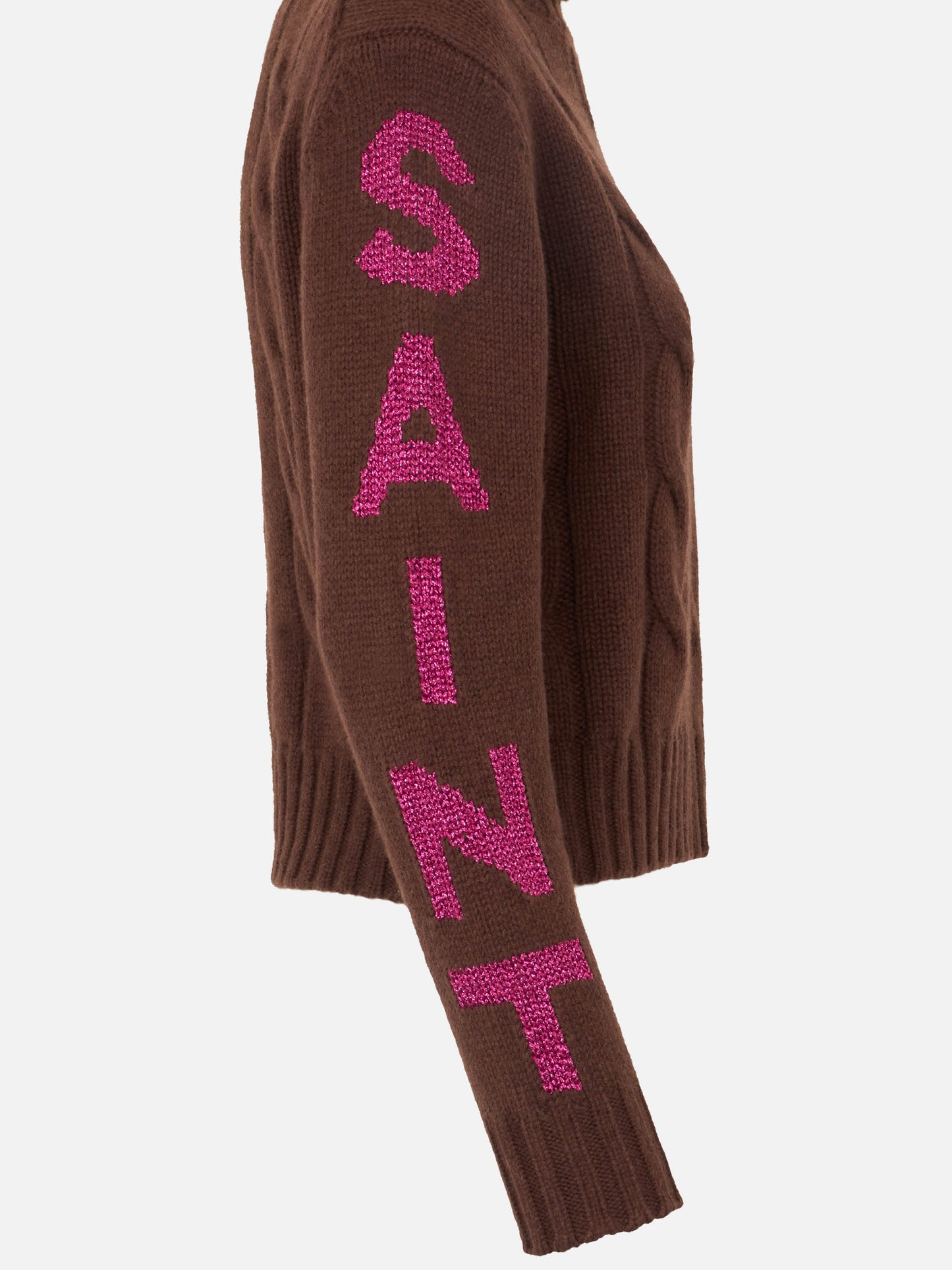Woman turtleneck braided sweater with Saint Moritz jacquard