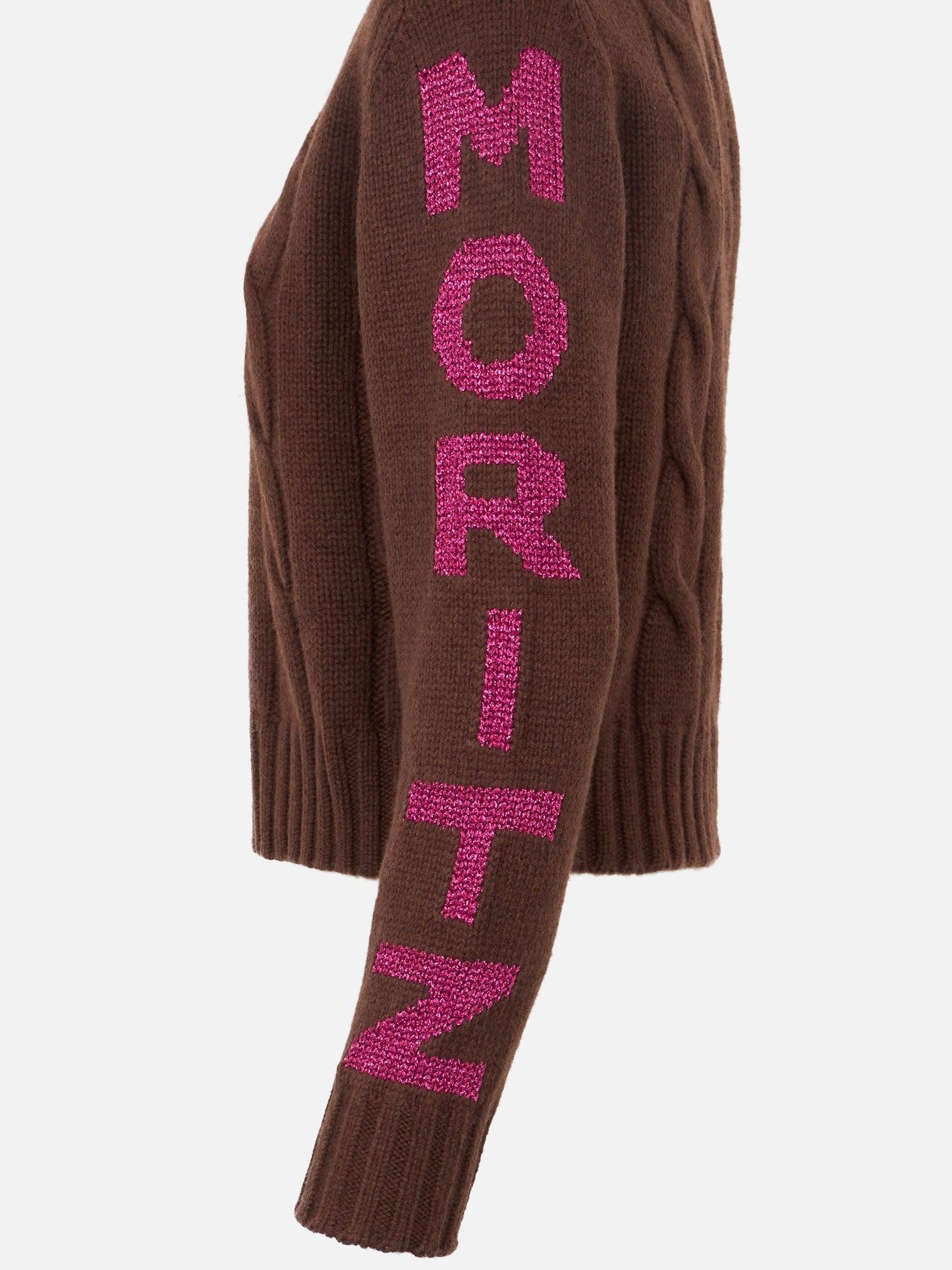 Woman turtleneck braided sweater with Saint Moritz jacquard