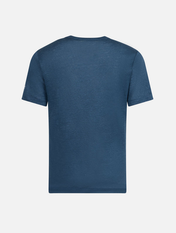 Kinder-T-Shirt Alex aus marineblauem Leinenjersey