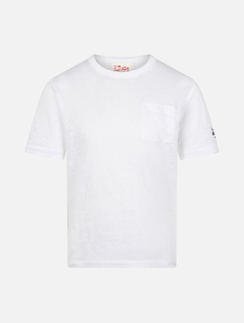 Kid off-white linen jersey t-shirt Alex - MC2 Saint Barth