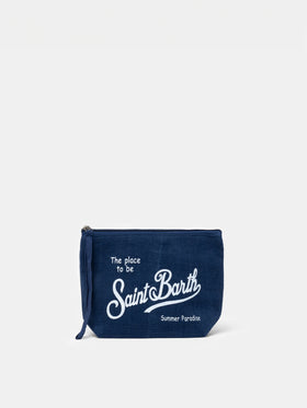 Blaue Leinenpochette Aline